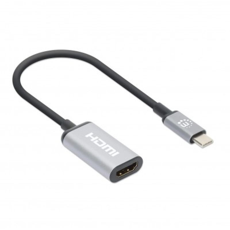 MANHATTAN 153706 - Adaptador USB-C a HDMI 4K@60Hz Convertidor USB 3.2 Tipo-C Macho a HDMI Hembra, Activo, Aluminio, Negro image 3