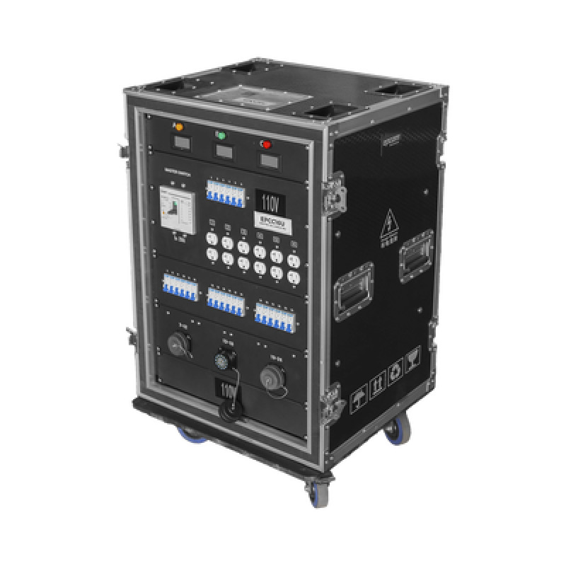 Centro de carga movil para instalaciones temporales con conexión TIPO socapex a 110v Y 220V | RACK 16U