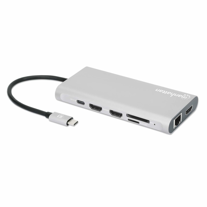 DOCKING USB,MANHATTAN,130660,-C 12 PTOS, HDMIX3, USB-C PD/USB-C/2XUSBV3.2/2XUSBV2.0, RED/SD/MICRO SD image 4