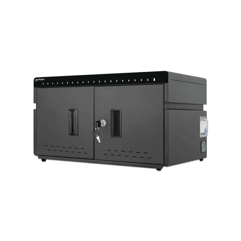 MANHATTAN - 715959 - Gabinete profesional carga 20 puertos USB-C-360 W/20 puertos, bahías teléfonos y tabletas, hasta 18 W, puerta con cerradura, protección sobretensiones, sistema ventilación integrado, carcasa metálica, escritorio, negro. #PROMOABRIL image 3