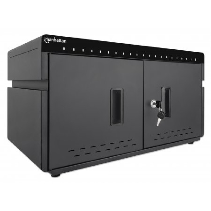 MANHATTAN - 715959 - Gabinete profesional carga 20 puertos USB-C-360 W/20 puertos, bahías teléfonos y tabletas, hasta 18 W, puerta con cerradura, protección sobretensiones, sistema ventilación integrado, carcasa metálica, escritorio, negro. #PROMOABRIL image 4