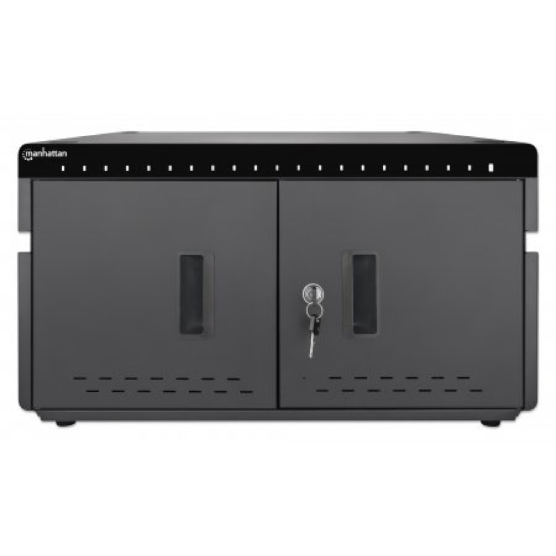 MANHATTAN - 715959 - Gabinete profesional carga 20 puertos USB-C-360 W/20 puertos, bahías teléfonos y tabletas, hasta 18 W, puerta con cerradura, protección sobretensiones, sistema ventilación integrado, carcasa metálica, escritorio, negro. #PROMOABRIL image 6