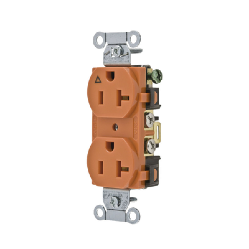 Contacto Dúplex Conexión a Tierra Aislada/ 20 A 125 V/ 2 polos 3 Hilos/ Color naranja/ Nema 5 20R/ Grado Comercial