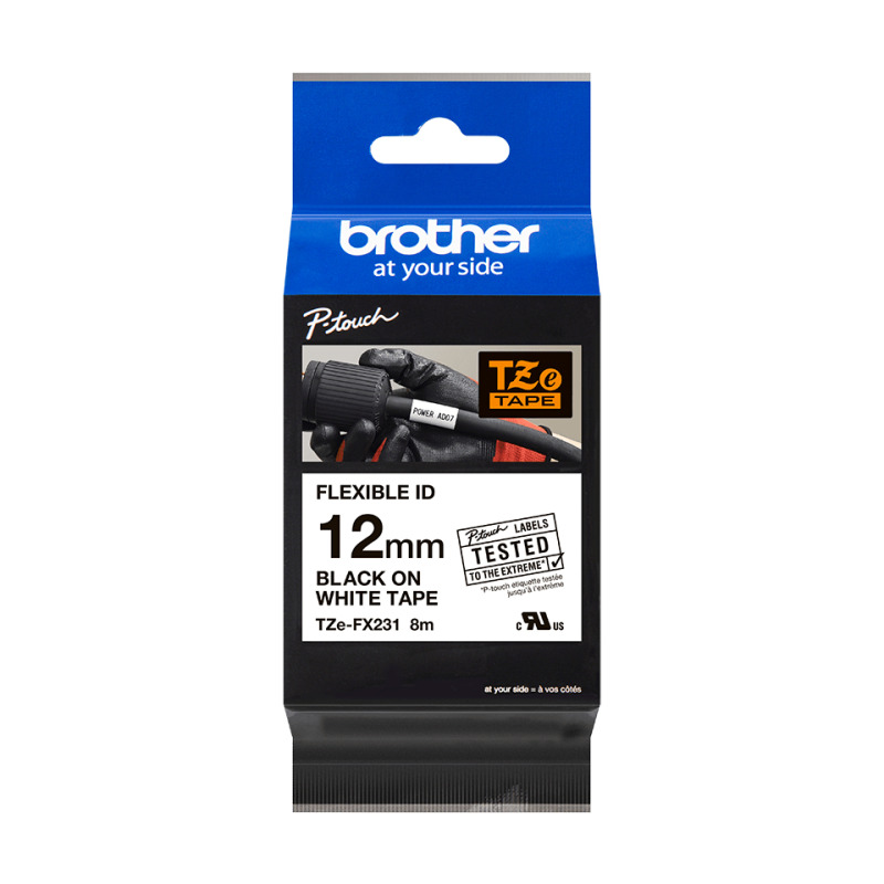 CINTA BROTHER TZEFX231 FLEXIBLE NEGRO SOBRE BLANCO DE 12MM image 5