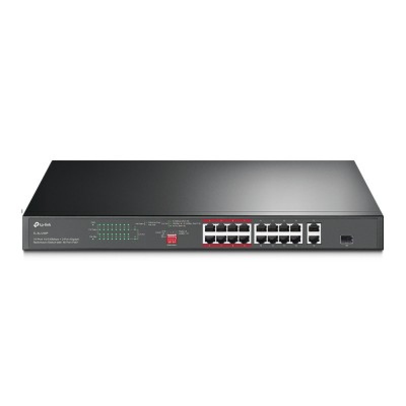Switch PoE no Administrable 16 puertos 10/100 Mbps  2 puertos 10/100/1000 Mbps  1 puerto SFP 8 puertos Extensor PoE hasta 250 m 150W diseño para Vigilancia IP image 2