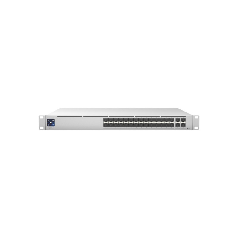 UniFi Switch PRO Aggregation Capa 3 para fibra óptica con 28 puertos SFP 10G y 4 puertos SFP28 25G pantalla informativa image 3