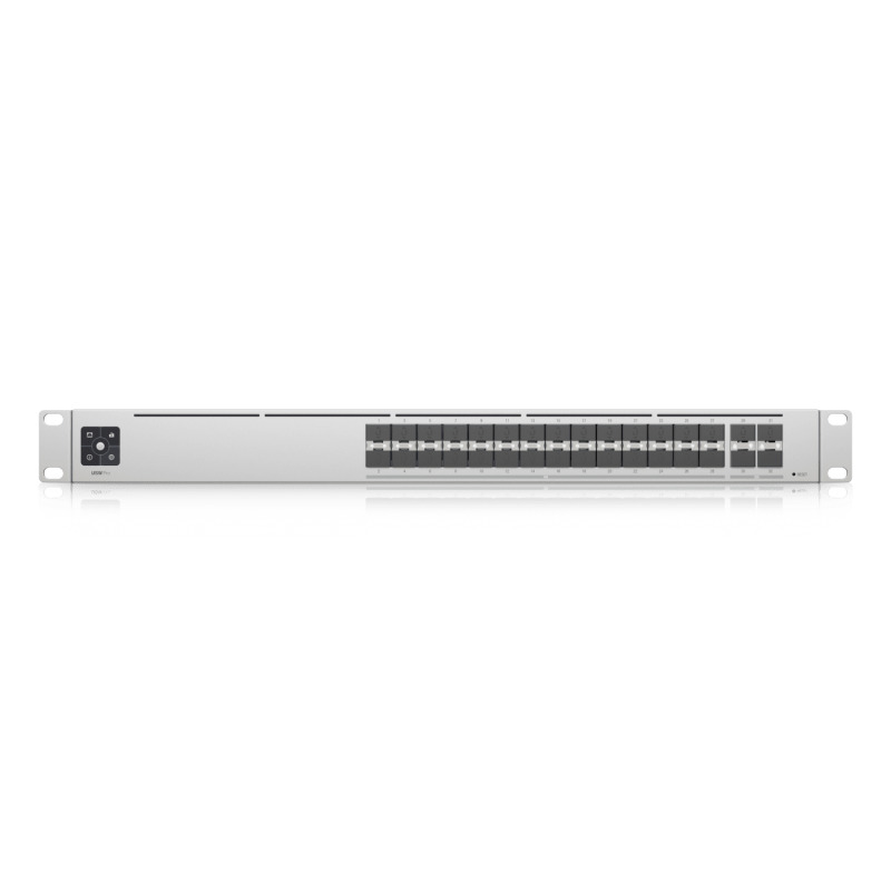 UniFi Switch PRO Aggregation Capa 3 para fibra óptica con 28 puertos SFP 10G y 4 puertos SFP28 25G pantalla informativa image 4