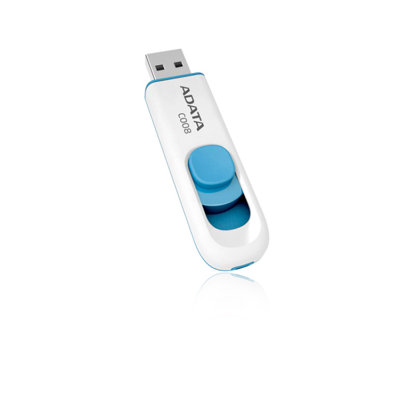 MEMORIA ADATA 32GB USB 2.0 C008 RETRACTIL BLANCO-AZUL (AC008-32G-RWE)