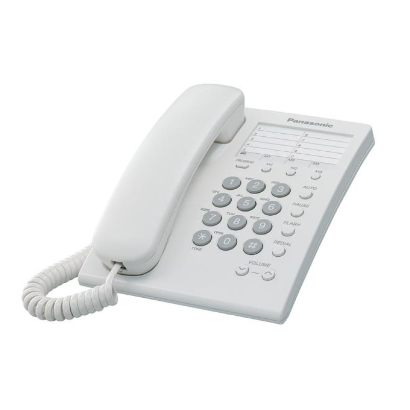 TELEFONO PANASONIC KX-TS550MEW ALAMBRICO BASICO UNILINEA CON MARCADOR RAPIDO DE 10 NUMEROS CONTROL DE VOLUMEN DE 4 NIVELES BLANCO
