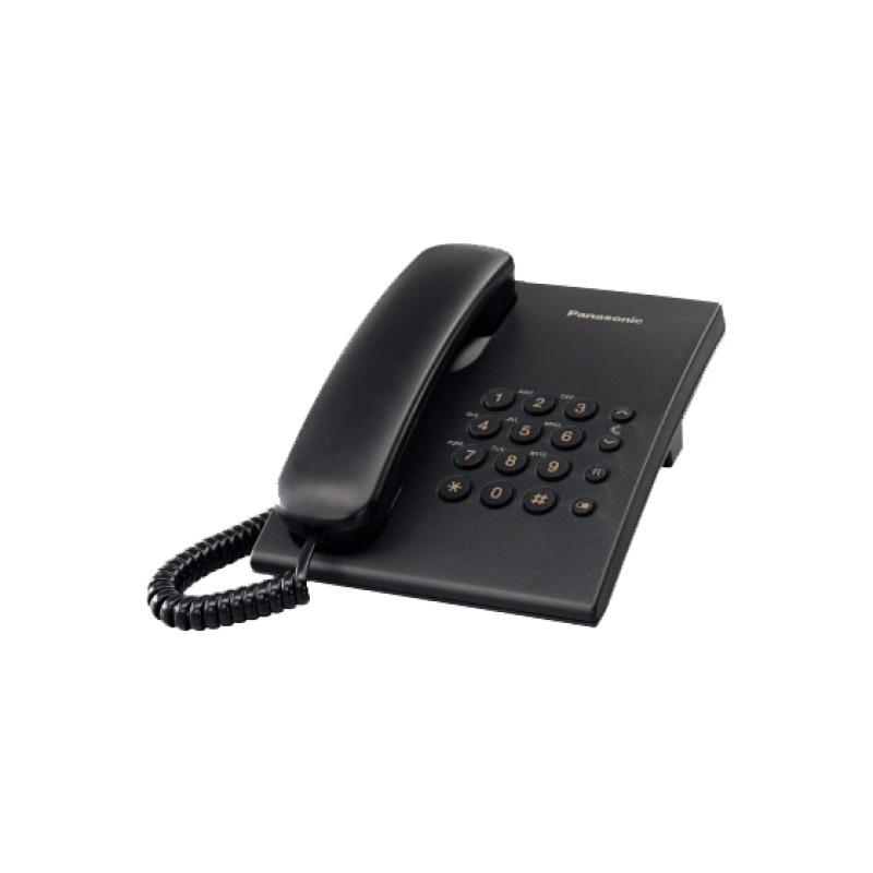 TELEFONO PANASONIC KX-TS500MEB ALAMBRICO BASICO UNILINEA SIN MEMORIAS CONTROL DE VOLUMEN 4 NIVELES REMARCACION ULTIMO NUMERO NEGRO