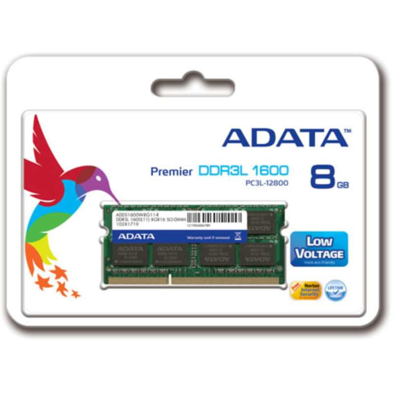 MEMORIA ADATA SODIMM DDR3L 8GB PC3L-12800 1600MHZ CL11 204PIN 1.35V LAPTOP/AIO/MINI PCS (ADDS1600W8G11-S)