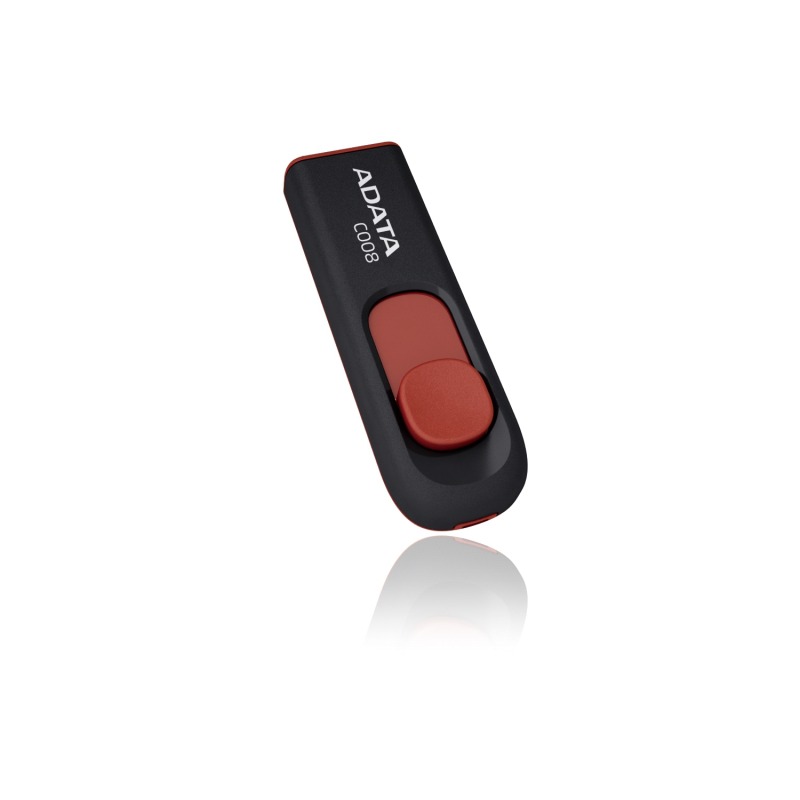 MEMORIA ADATA 64GB USB 2.0 C008 RETRACTIL NEGRO-ROJO ( AC008-64G-RKD)