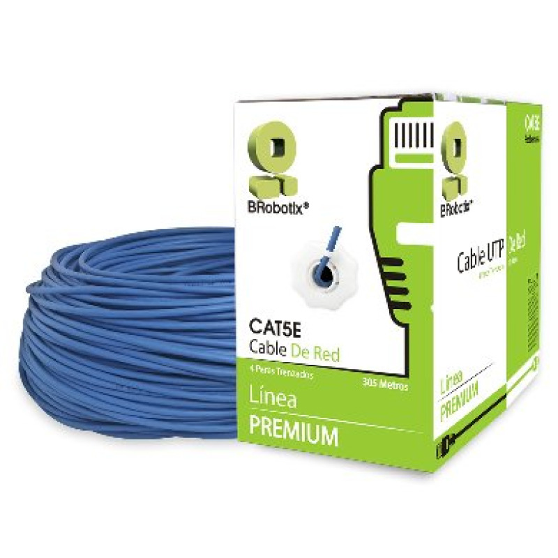 BOBINA BROBOTIX CAT5E UTP CCA 305MTS  AZUL