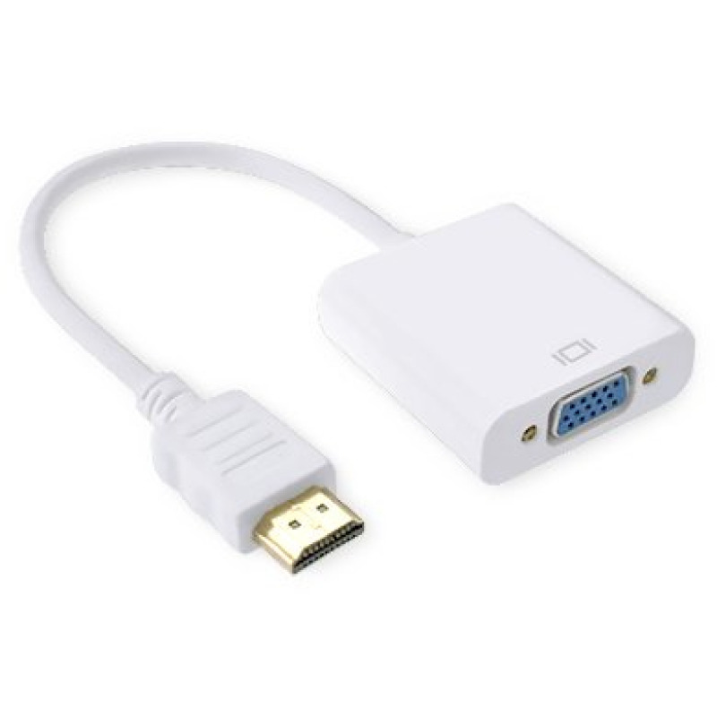 CONVERTIDOR BROBOTIX HDMI MACHO A VGA HEMBRA, BLANCO