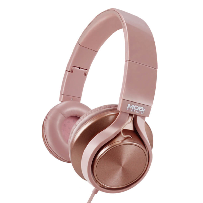 AUDIFONOS ROSA CLARO METAL ON-EAR CON MICROFONO