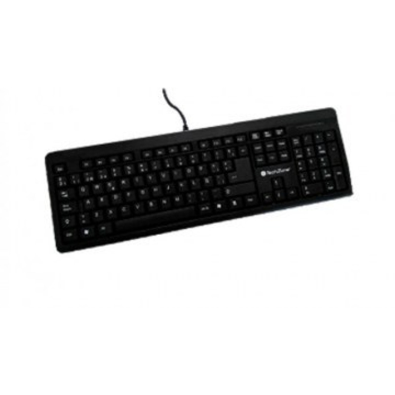TECLADO TECHZONE TZ16TEC01-ALA ALAMBRICO STANDARD USB ERGONOMICO NEGRO
