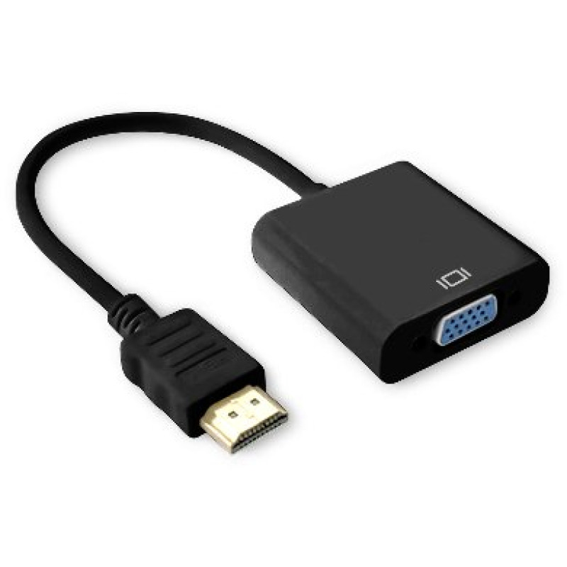 CONVERTIDOR BROBOTIX HDMI MACHO A VGA HEMBRA, NEGRO