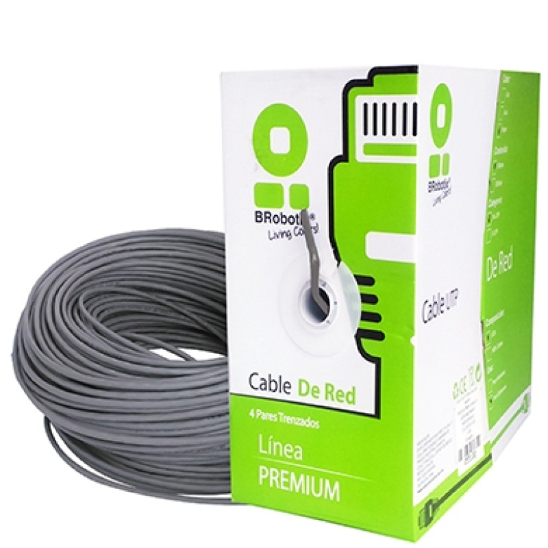 BOBINA BROBOTIX CAT6  CCA UTP 100MTS  GRIS