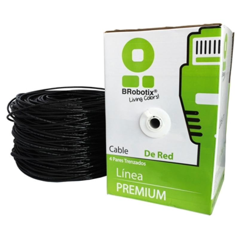 BOBINA BROBOTIX CAT6  CCA UTP EXTERIOR 305MTS NEGRO