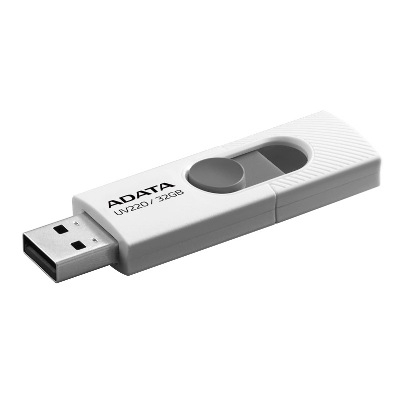MEMORIA ADATA 32GB USB 2.0 UV220 RETRACTIL BLANCO-GRIS (AUV220-32G-RWHGY)