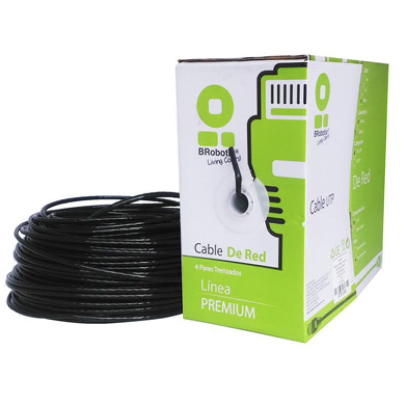BOBINA BROBOTIX CAT5E UTP CCA EXTERIORES 305MTS NEGRO  CON GEL