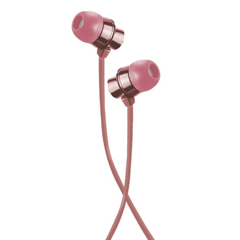 AUDIFONOS IN-EAR CON MICROFONO COLECCION METALICOS COLOR ROSA