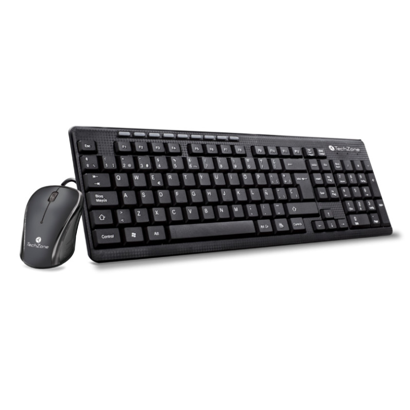 TECLADO/MOUSE TECHZONE TZ19COMB01-LA ALAMBRICO USB ERGONOMICO NEGRO 
