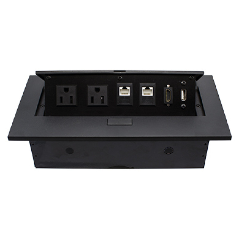 CAJA BROBOTIX PARA MESA HDMI X1, USB X1, CORRIENTE X2, RJ45 CAT6 X2, NEGRO image 7