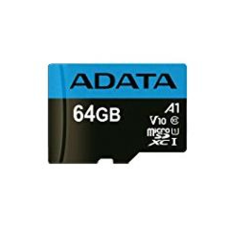 MEMORIA ADATA MICRO SDXC/SDHC 64GB UHS-I 100MB/25MB CLASE 10 V10 A1 C/ADAPTADOR (AUSDX64GUICL10A1-RA1)
