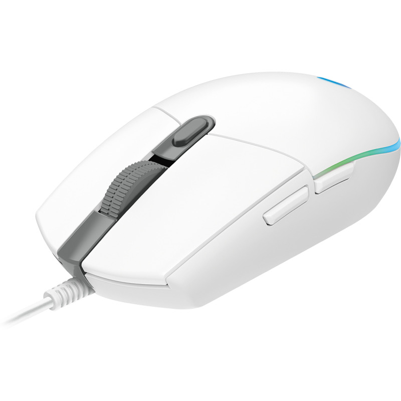 MOUSE GAMING LOGITECH G203 RGB LIGHTSYNC OPTICO USB ALAMBRICO 6 BOTONES PROGRAMABLES BLANCO
