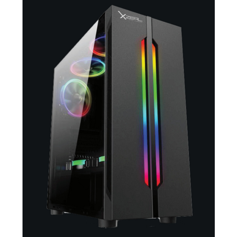 GABINETE XZEAL (XZCGB03B) XZ120, ATX, VENTANA LATERAL, 3*FANS RGB,SIN FUENTE, NEGRO