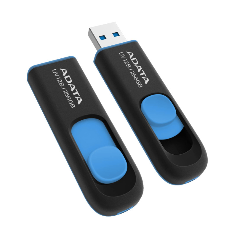 MEMORIA ADATA 256GB USB 3.2 UV128 RETRACTIL NEGRO AZUL (AUV128-256G-RBE) image 4