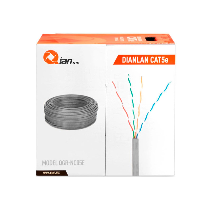 BOBINA DE CABLE QIAN (QHR-CAT5E) CABLE UTP CAT5E, 305 MTS GRIS image 3