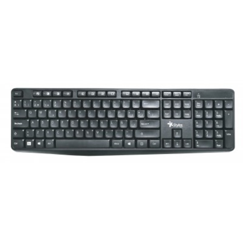 TECLADO INALAMBRICO STYLOS (STPTEC4B) 105 TECLAS, MEMBRANA, USB, CONEXION 2.4GHZ, NEGRO