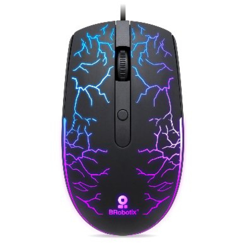 MOUSE BROBOTIX STORM, ALAMBRICO, USB-A ILUMINADO RGB, NEGRO