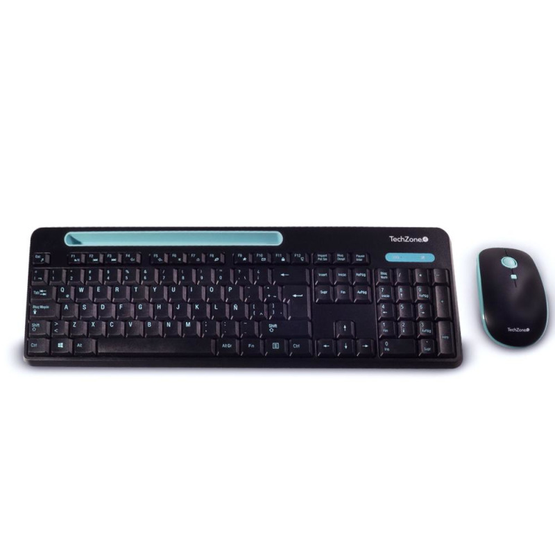 TECLADO/MOUSE TECHZONE TZ20COMB02-INA INALAMBRICO RANURA SOPORTE AZUL