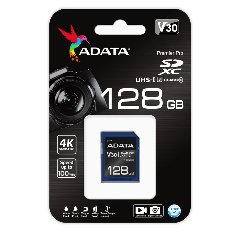 MEMORIA SD ADATA PREMIER PRO 128GB / SDXC UHS-I U3 V30 / 95/60 MB/s image 3