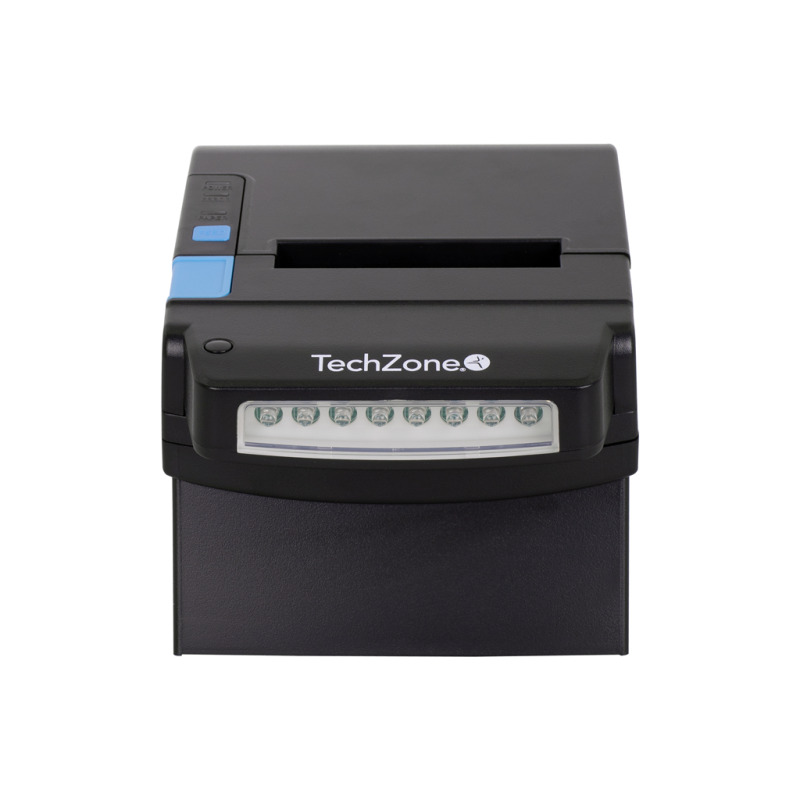 MINIPRINTER TECHZONE TZBE400, TERMICA, 80 MM, VEL 260 MM/S, 576 DPI, USB, SERIAL, RJ45,RJ11, DETECTOR DE BILLETES FALSOS, CORTADOR AUTOMATICO, 1 AÑO DE GARANTIA