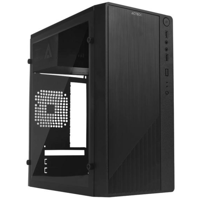 GABINETE ACTECK KIOTO GC220 / MICRO ATX SLIM / MICRO ATX, MINI ITX / FUENTE 500W / PANEL ACRILICO, METAL / NEGRO / AC-933063