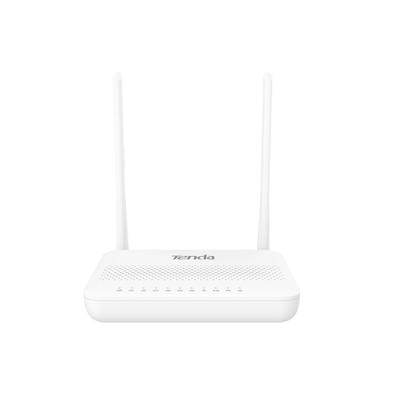 ROUTER TENDA  HG6 FIBRA OPTICA GPONONT (ONU) WI-FI 2.4G, VELOCIDAD DE 300 MBPS  2* ANTENAS DE ALTA GANANCIA DE 6 DBI  4 * LAN PORTS(1* GE , 3*FE ALTA COMPATIBILIDAD CON OLT  GESTION REMOTA OMCI