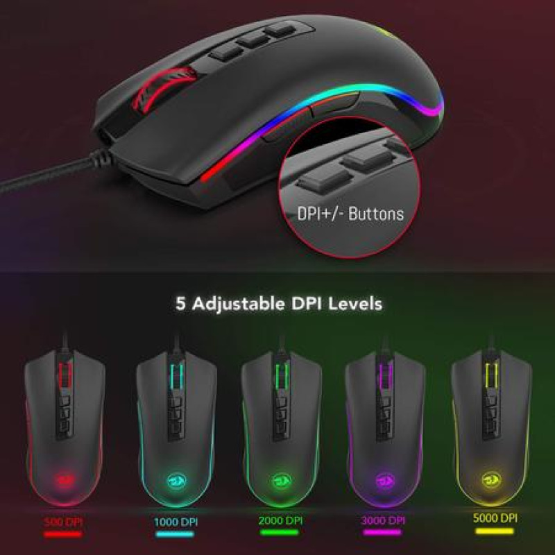 REDRAGON M711 COBRA CHROMA, Mouse optico image 6
