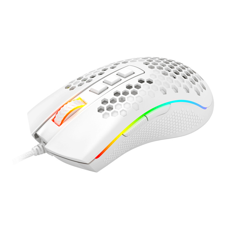 REDRAGON M988-RGB STORM ELITE WHITE, Mouse Optico HoneyComb Blanco image 3