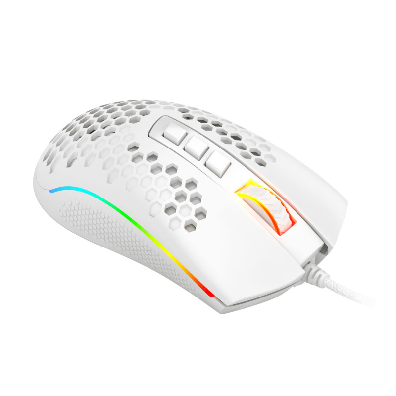 REDRAGON M988-RGB STORM ELITE WHITE, Mouse Optico HoneyComb Blanco image 4