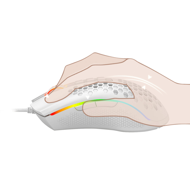 REDRAGON M988-RGB STORM ELITE WHITE, Mouse Optico HoneyComb Blanco image 6