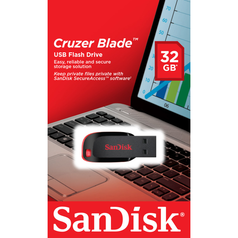 MEMORIA SANDISK 32GB USB 2.0 CRUZER BLADE Z50 NEGRO C/ROJO SDCZ50-032G-B35 image 4