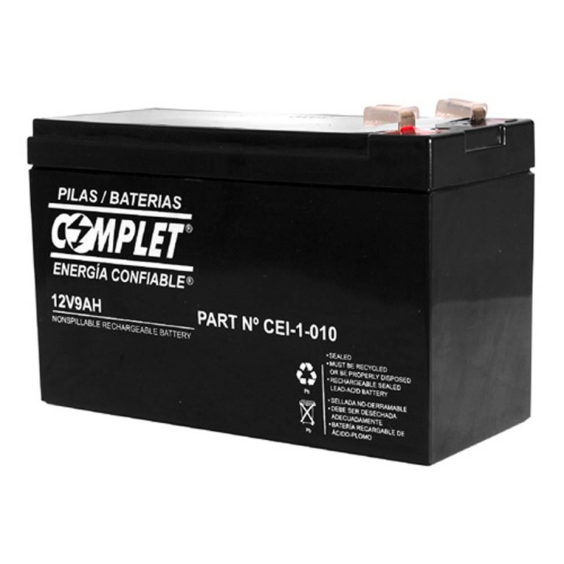 Batería COMPLET CEI-1-010 sellada de repuesto plomo ácido para UPS 12Vcc / 9Ah medidas 151x65x94mm