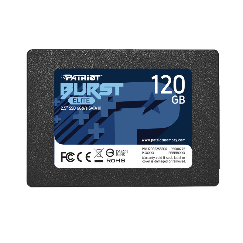 UNIDAD DE ESTADO SOLIDO INTERNO 120GB PATRIOT BURST ELITE 2.5 SATA 3 LECT.450/ESCR.320MBS 7MM PC/LAPTOP/MINIPC SIN BRACKET