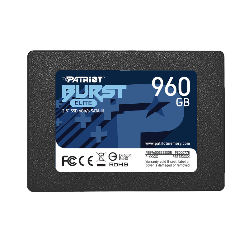 UNIDAD SSD 2.5" PATRIOT 960GB (PBE960GS25SSDR) BURST ELITE, SATA3, 7MM, 3D NAND