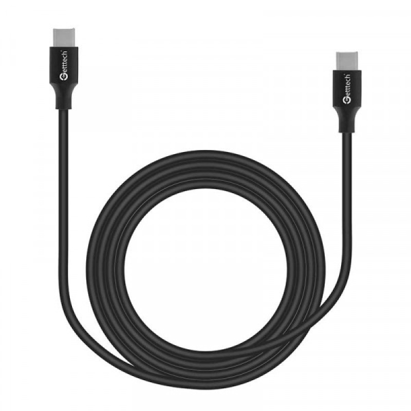 CABLE GETTTECH (GCU-UCQC-01) USB TIPO C - USB TIPO C, SALIDA 3A, NEGRO, 2MTS
