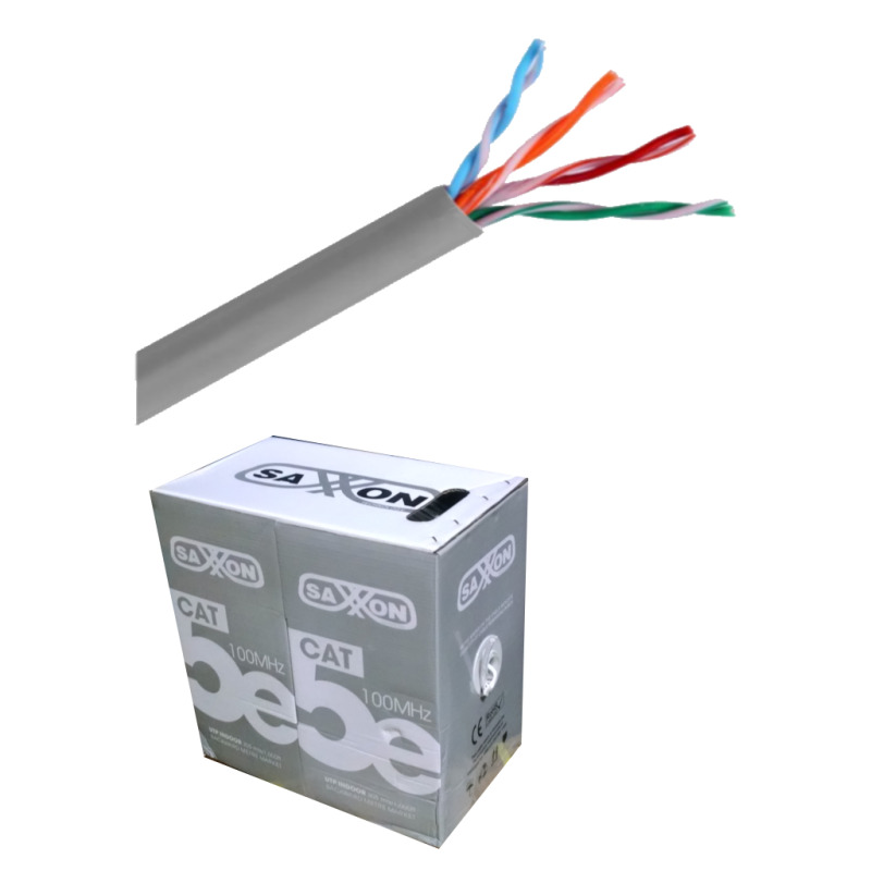 SAXXON OUTP5ECCA100G- Bobina de Cable UTP Cat5e/ 100 Metros/ CCA/ Color Gris/ Uso Interior/ Cert ISO9001/ UL 444/ RoSH/ ANSI/ TIA/ EI-568B